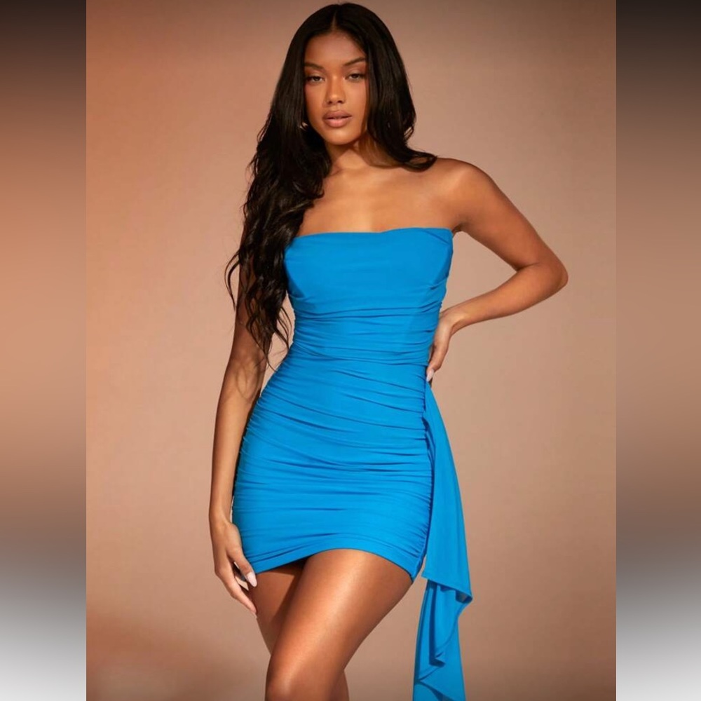 Strapless Blue Mini Dress